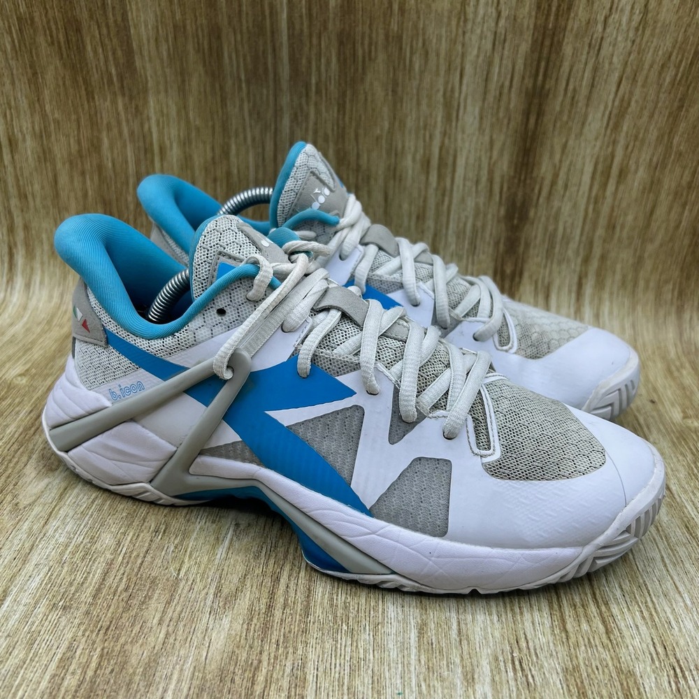 Diadora B.Icon 2‎ Women's Size 7 White Blue Tennis Shoes Sneakers Athletic